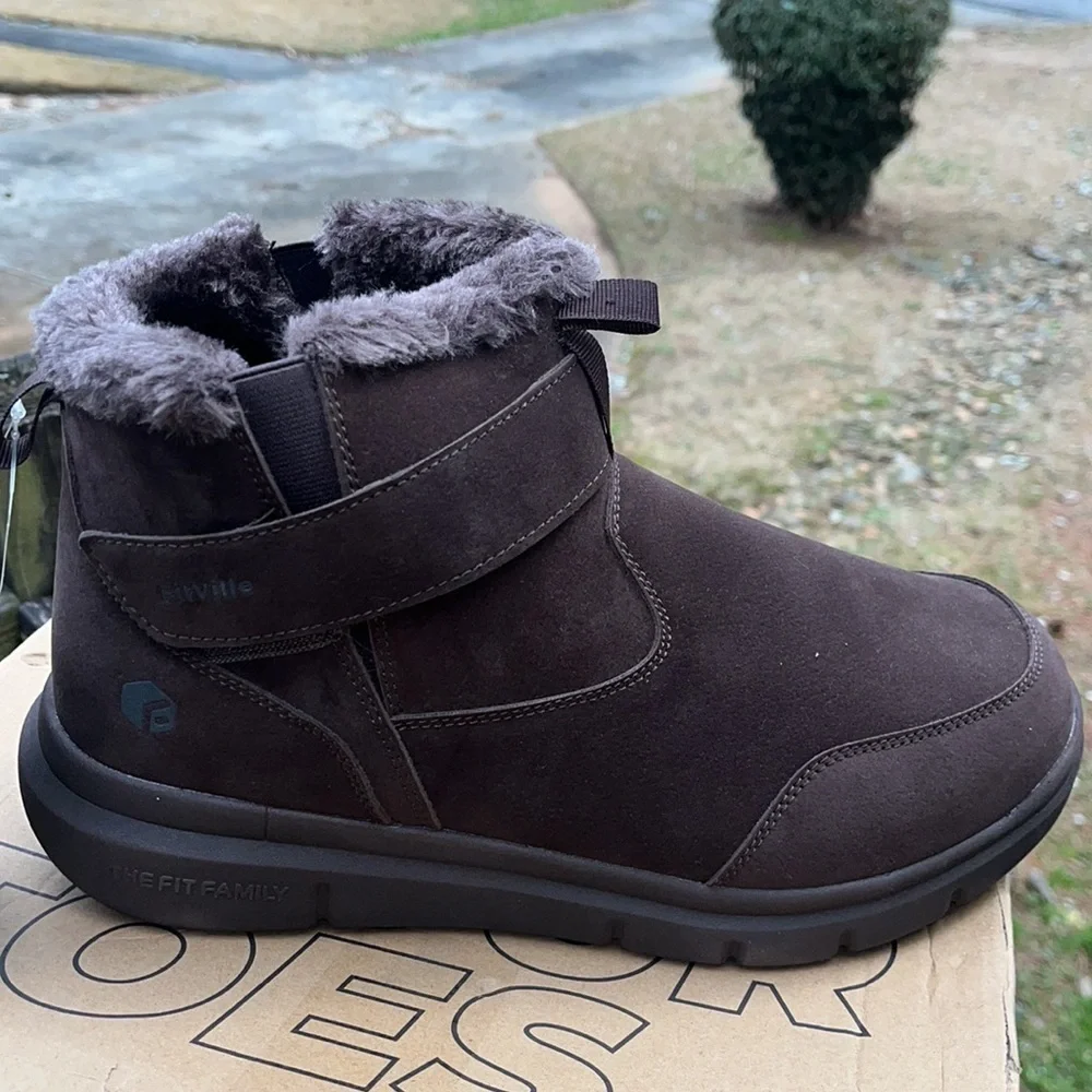 FitVille Men’s Winter Cozy Core V1 Wide Walking Sneakers Brown sz 11W New